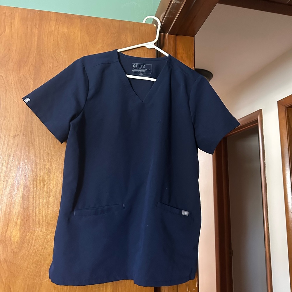 Figs navy Blue V-Neck Scrub Top